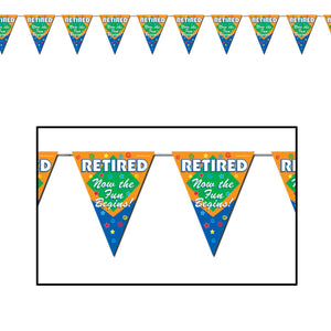 Beistle Retired Pennant Banner 11 in  x 12' (1/Pkg) Party Supply Decoration : Retirement