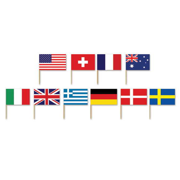 Beistle International Flag Picks (50/pkg) - Party Supply Decoration for International