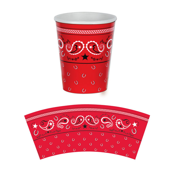 Beistle Bandana Hot/Cold Cups (8/pkg) - Party Supply Decoration for Western