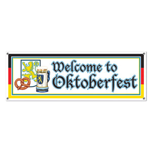 Beistle Welcome To Oktoberfest Sign Banner - Party Supply Decoration for Oktoberfest