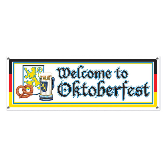 Beistle Welcome To Oktoberfest Sign Banner - Party Supply Decoration for Oktoberfest