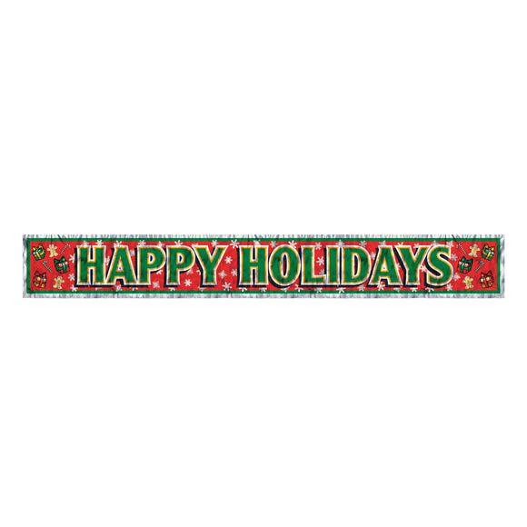 Beistle Metallic Happy Holidays Banner 70.5 in  x 5' (1/Pkg) Party Supply Decoration : Christmas/Winter