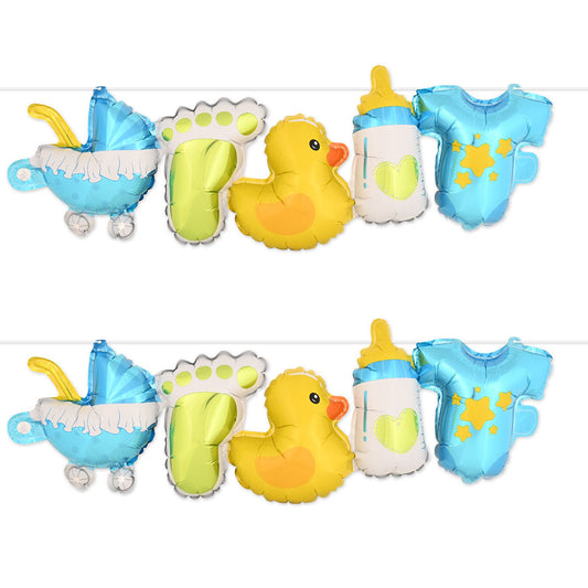 Beistle Baby Boy Balloon Streamers 90.5 in  x 5' (2/Pkg) Party Supply Decoration : Baby Shower