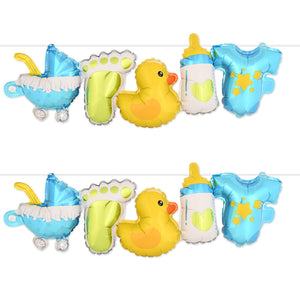 Beistle Baby Boy Balloon Streamers 90.5 in  x 5' (2/Pkg) Party Supply Decoration : Baby Shower