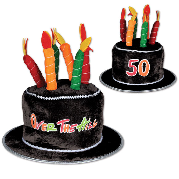 Beistle Plush 50 Over-The-Hill Birthday Cake Hat  (1/Card) Party Supply Decoration : Over-The-Hill