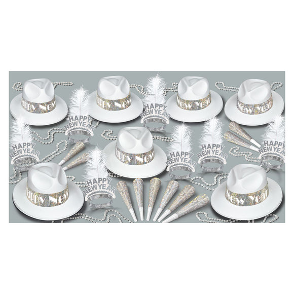 Beistle Silver LA Swing New Year Assortment (for 50 people) - Party Supply Decoration for New Years