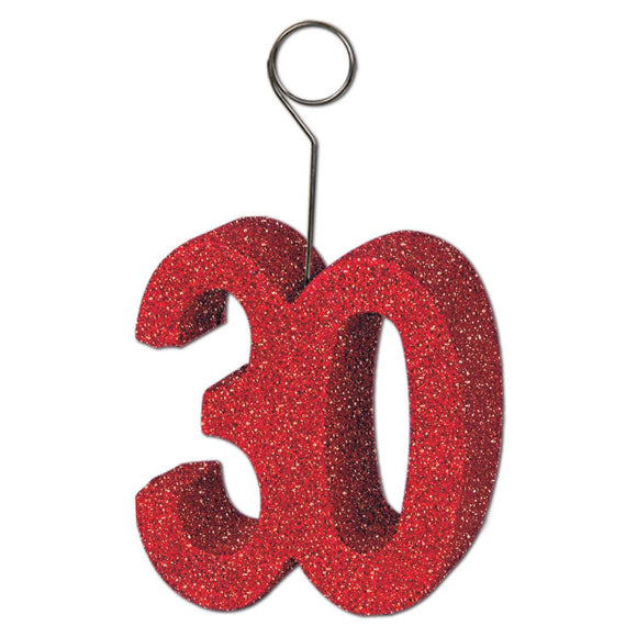 Beistle Glittered 30th Photo/Balloon Holder - Party Supply Decoration for Birthday