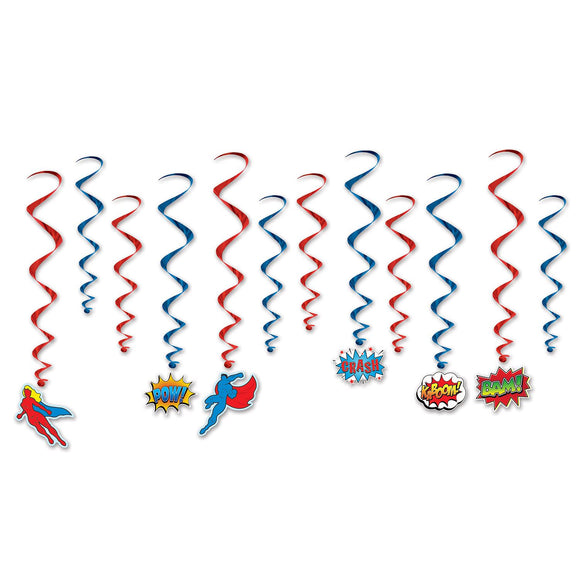 Beistle Hero Whirls (12/pkg) - Party Supply Decoration for Heroes