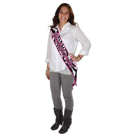 Beistle Zebra Print Bachelorette Satin Sash - Party Supply Decoration for Bachelorette