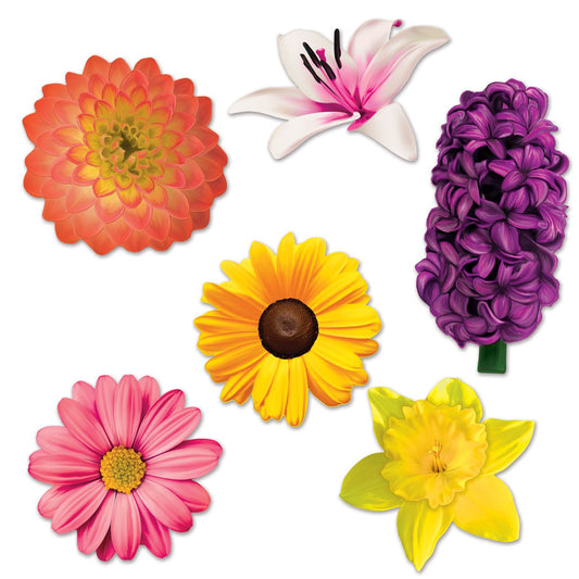 Beistle Flower Cutouts   (6/Pkg) Party Supply Decoration : Spring/Summer