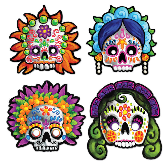 Beistle Day of the Dead Masks (4/pkg) - Party Supply Decoration for Day of the Dead
