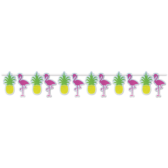 Beistle Flamingo & Pineapple Streamer 9 in  x 8' (1/Pkg) Party Supply Decoration : Luau