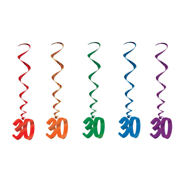 Beistle 30th Whirls (5/pkg) - Party Supply Decoration for Birthday
