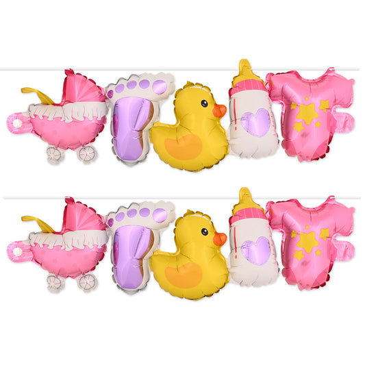 Beistle Baby Girl Balloon Streamers 90.5 in  x 5' (2/Pkg) Party Supply Decoration : Baby Shower