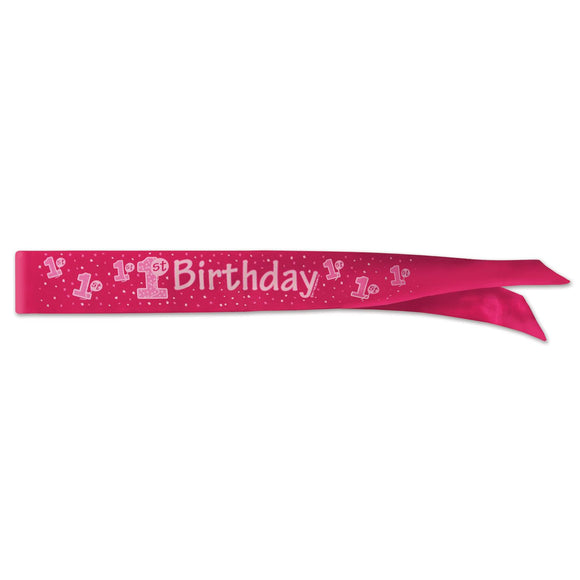 Beistle 1st Birthday Satin Sash - Party Supply Decoration for 1st Birthday