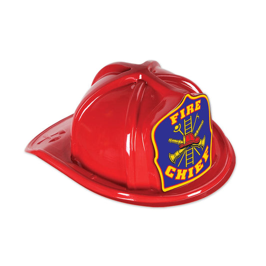 Red Plastic Fire Chief Hat