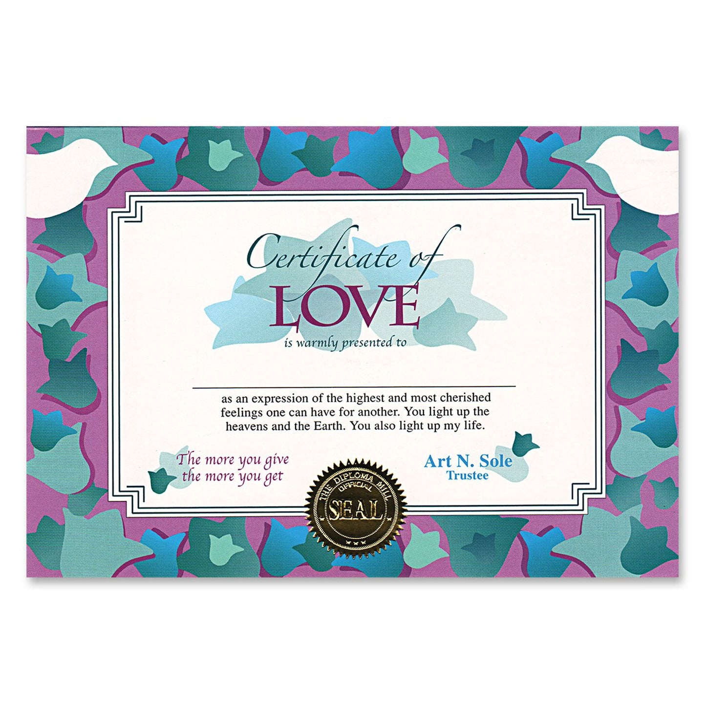 Beistle Certificate Of Love - Party Supply Decoration for Valentines