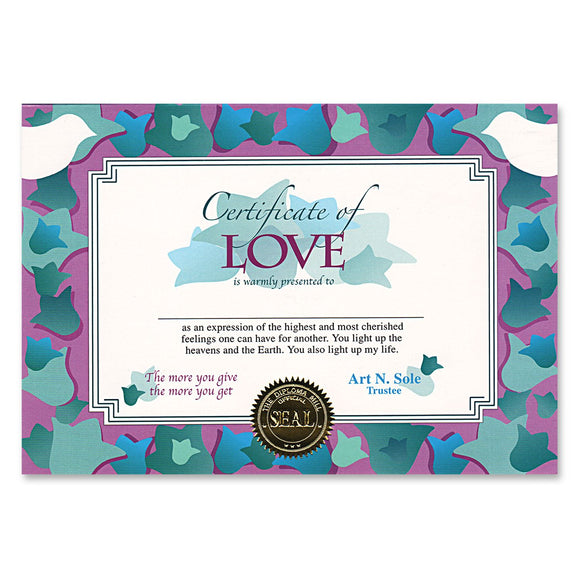Beistle Certificate Of Love - Party Supply Decoration for Valentines