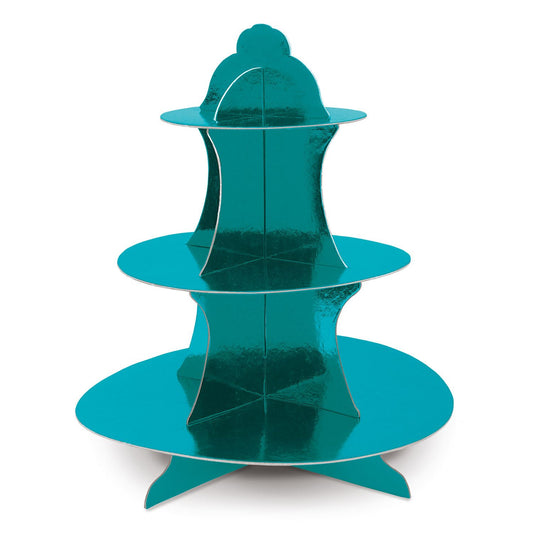 Beistle Metallic Cupcake Stand - Turquoise - Party Supply Decoration for General Occasion