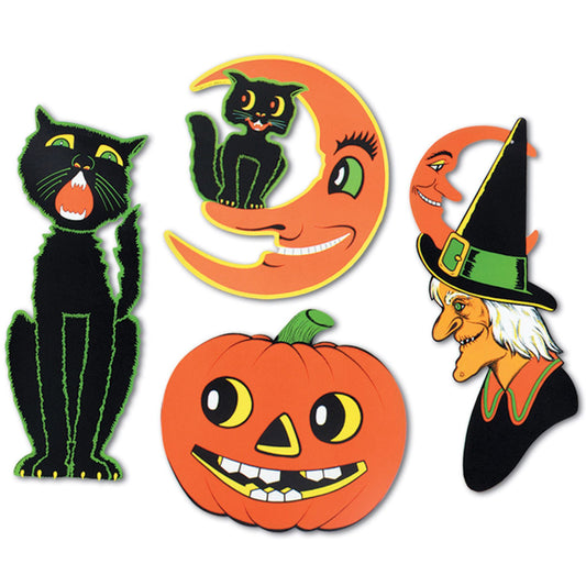 Beistle Retro Vintage Halloween Cutouts (4/pkg) 14 in -23 in  (4/Pkg) Party Supply Decoration : Halloween
