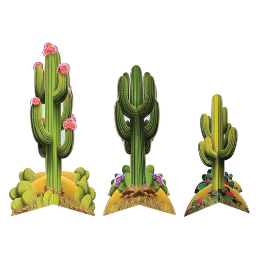 Beistle 3-D Cactus Centerpieces Asstd (3/Pkg) Party Supply Decoration : Western