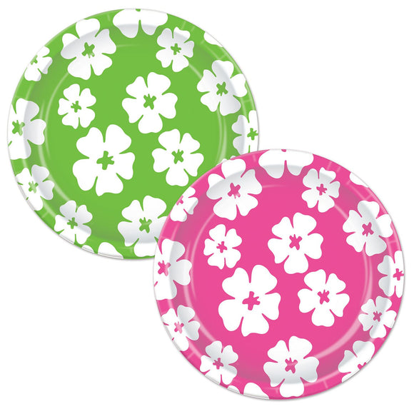 Beistle Hibiscus Plates - Party Supply Decoration for Luau
