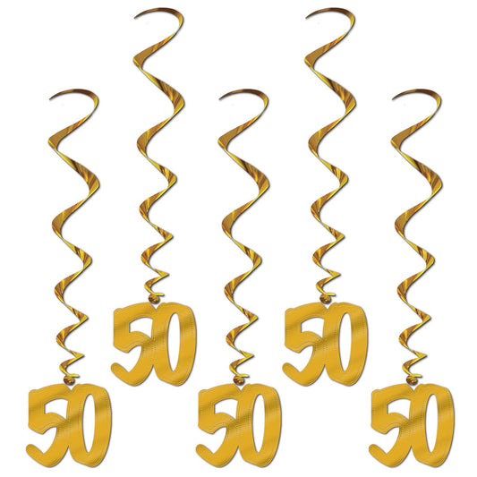 Beistle 50th Anniversary Whirls (5/pkg) - Party Supply Decoration for Anniversary