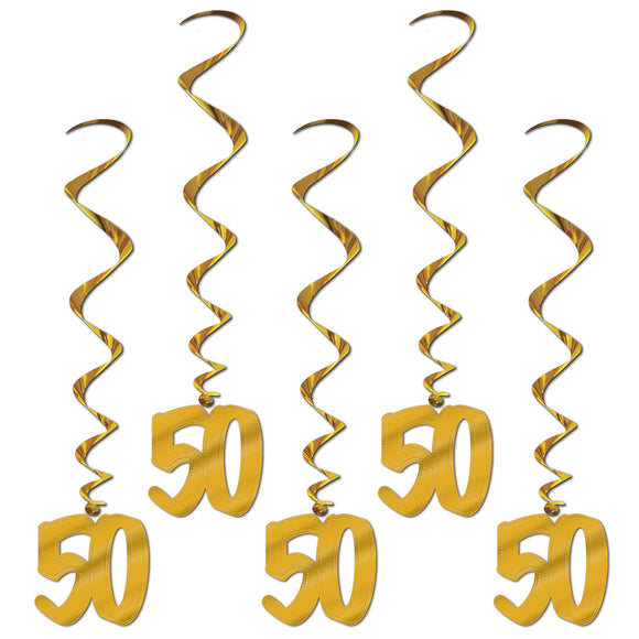 Beistle 50th Anniversary Whirls (5/pkg) - Party Supply Decoration for Anniversary