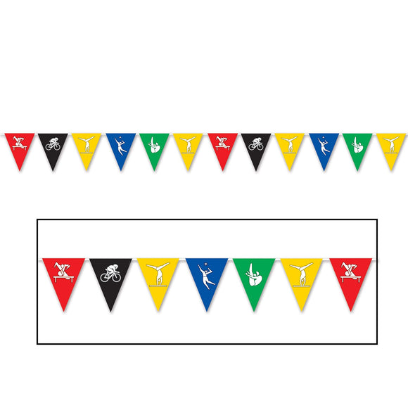 Beistle Summer Sports Pennant Banner 11 in  x 12' (1/Pkg) Party Supply Decoration : Sports