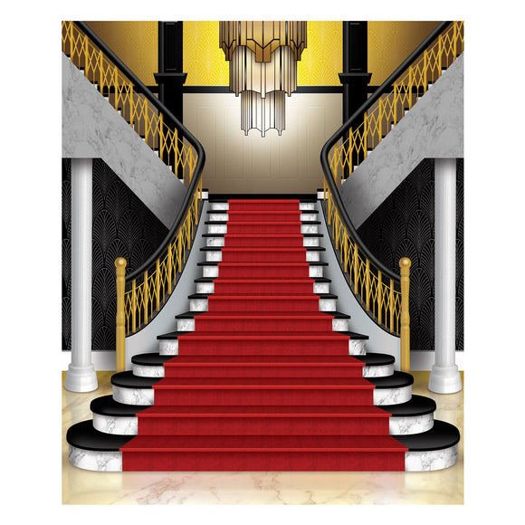 Beistle Grand Staircase Insta-Mural Photo Op - Party Supply Decoration for Awards Night
