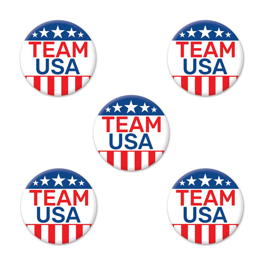 Beistle Team USA Party Buttons - Party Supply Decoration for Patriotic