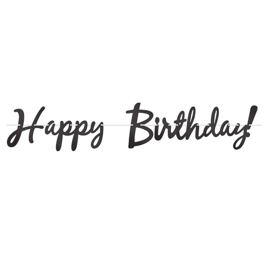 Beistle Foil Happy Birthday Streamer - Black 9 in  x 5' (1/Pkg) Party Supply Decoration : Birthday