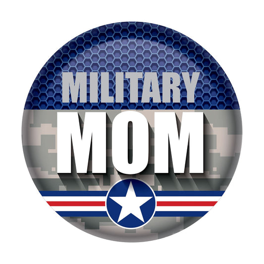 Beistle Military Mom Button - Party Supply Decoration for Patriotic