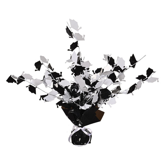 Beistle Black and White Gleam N Burst Graduate Cap Centerpiece 15 in  (1/Pkg) Party Supply Decoration : Graduation