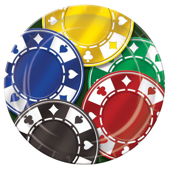 Beistle Poker Chips Plates - Party Supply Decoration for Casino