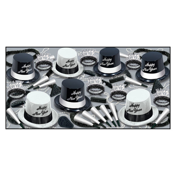 Beistle Black & White Legacy Assortment (for 50 people) - Party Supply Decoration for New Years