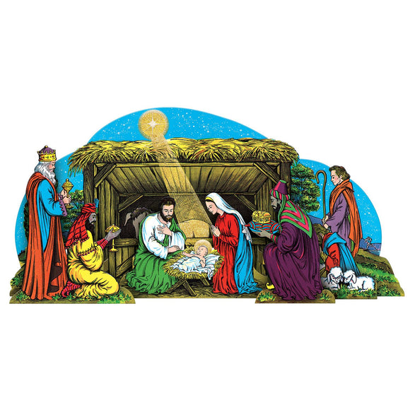 Beistle Vintage Nativity Scene 3-D Table Decor - Party Supply Decoration for Christmas-Vintage