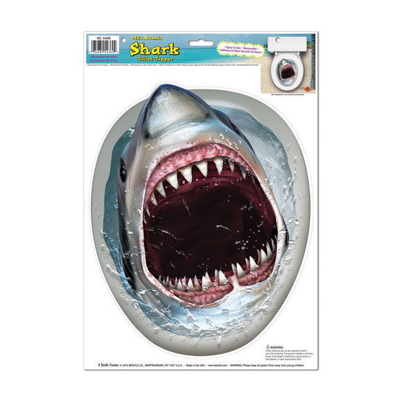Beistle Shark Toilet Topper Peel N Place - Party Supply Decoration for Shark