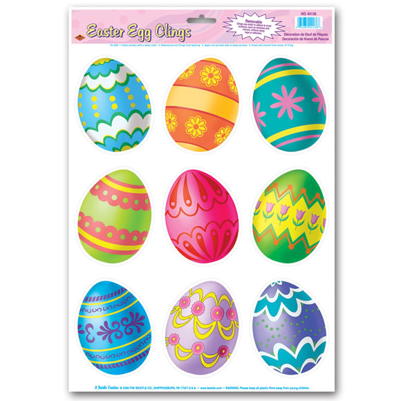 Beistle Easter Egg Clings - Party Supply Decoration for Easter