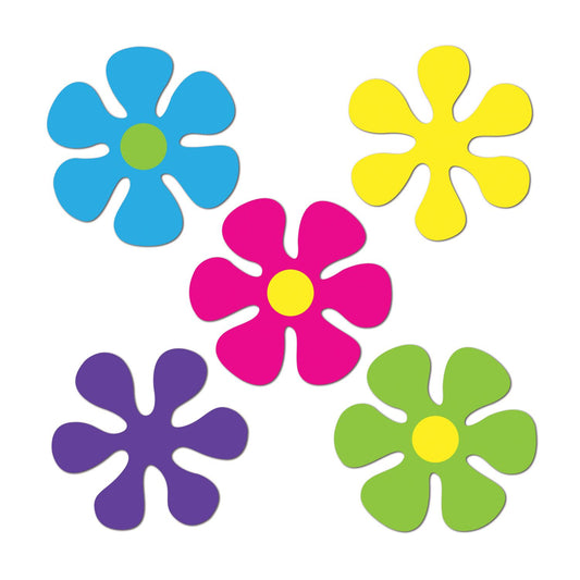 Beistle Mini Retro Flower Cutouts   (10/Pkg) Party Supply Decoration : 60's