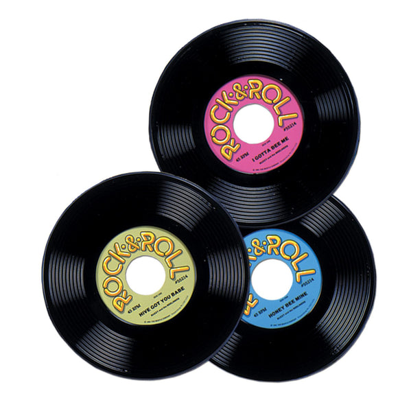 Beistle Plastic Records (3/pkg) - Party Supply Decoration for 50's/Rock & Roll