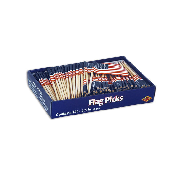 Beistle U.S. Flag Picks (144/box) - Party Supply Decoration for Patriotic