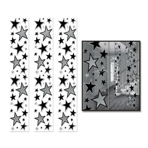 Beistle Star Party Panels - Black and Silver - Party Supply Decoration for Awards Night