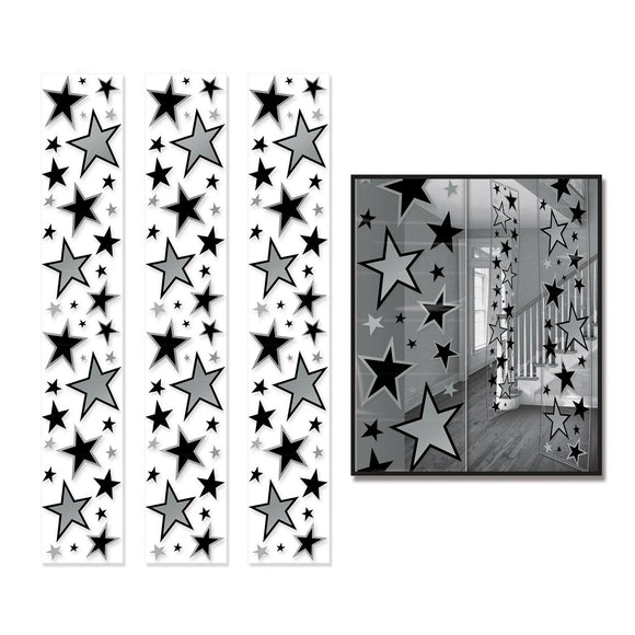 Beistle Star Party Panels - Black and Silver - Party Supply Decoration for Awards Night