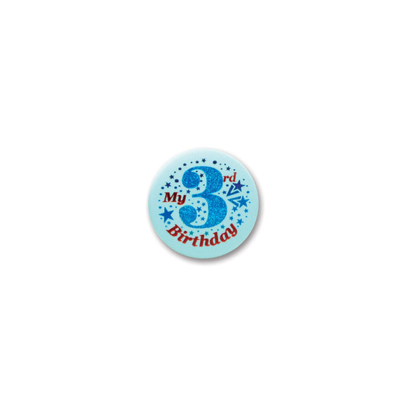 Beistle Blue My 3rd Birthday Satin Button - Party Supply Decoration for Birthday