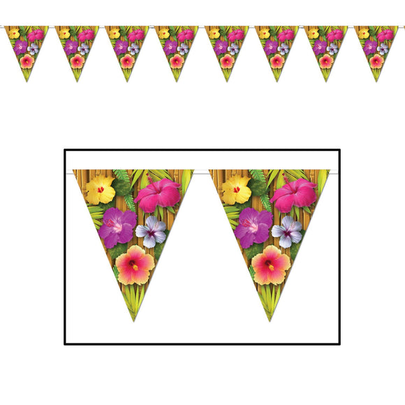 Beistle Luau Pennant Banner 11 in  x 12' (1/Pkg) Party Supply Decoration : Luau