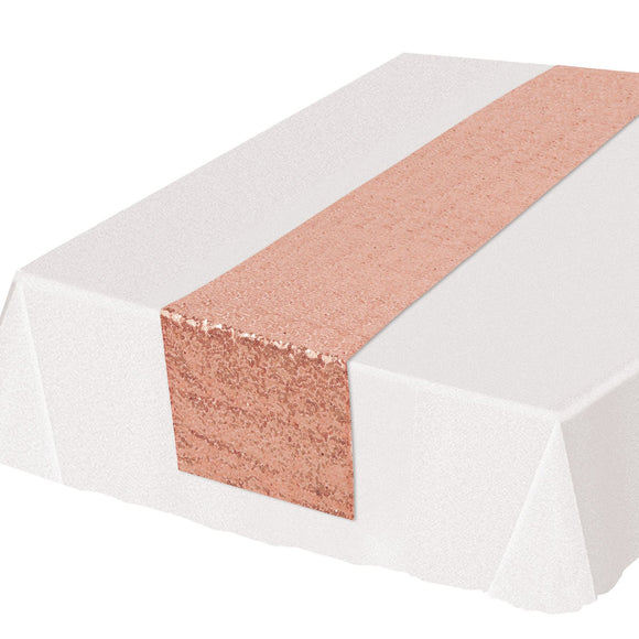 Beistle Sequined Table Runner - Rose Gold - Party Supply Decoration for General Occasion