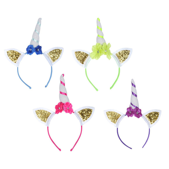 Beistle Glittered Unicorn Headbands  (4/Pkg) Party Supply Decoration : Unicorn