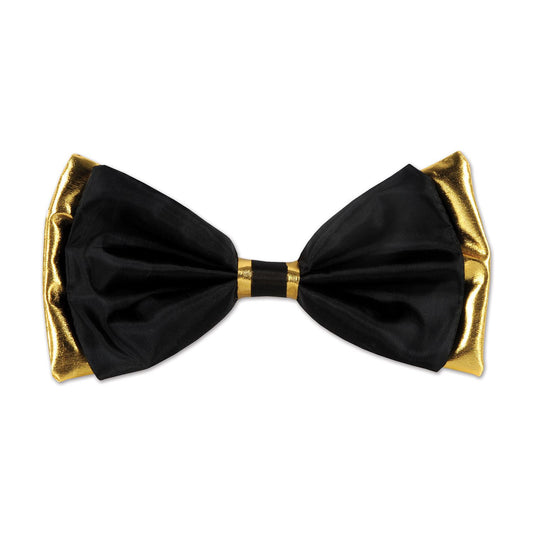 Beistle Black and Gold Fabric Bow Tie - Party Supply Decoration for Great 20's