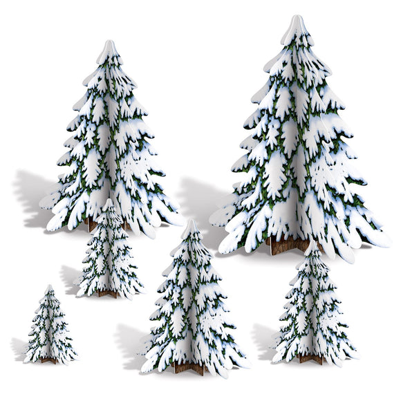 Beistle 3-D Winter Pine Tree Centerpieces   (6/Pkg) Party Supply Decoration : Christmas/Winter